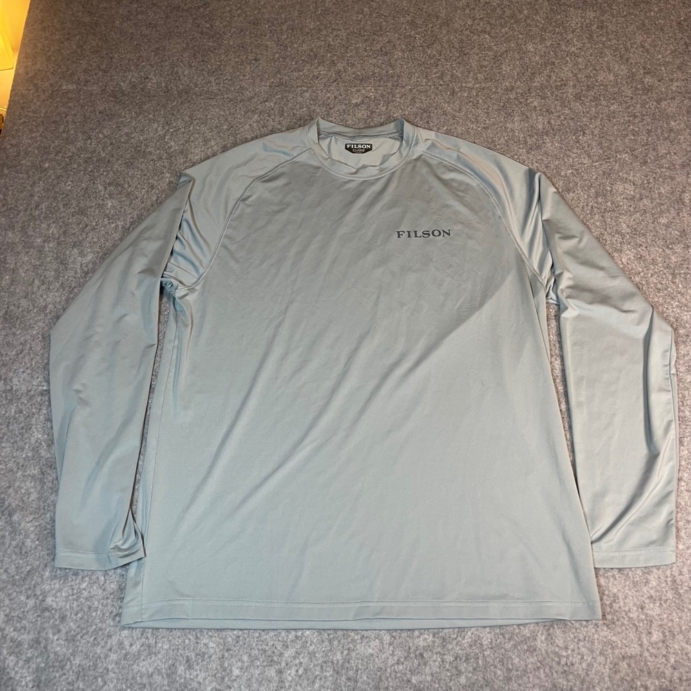 Filson Mens Long Sleeve Graphic T-Shirt XL Leadfish Grey Trout Fish Performance